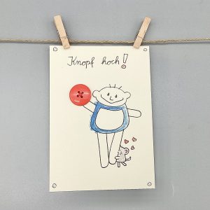 Knopf hoch ! Aufmunterungskarte Junge Kopf hoch