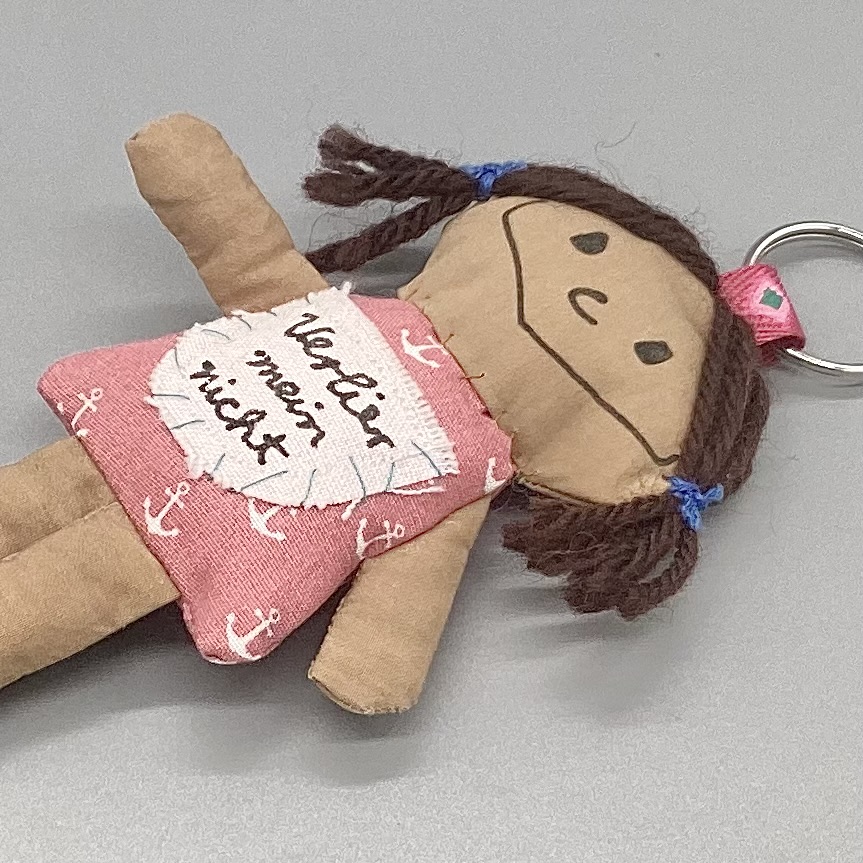 Tinas Bestellung Schlüsselanhänger rosa mit Ankermuster "Glückspilz"