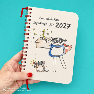 2027 Kalender mit Superheldin "Ein Päckchen Superkräfte für 2027"
