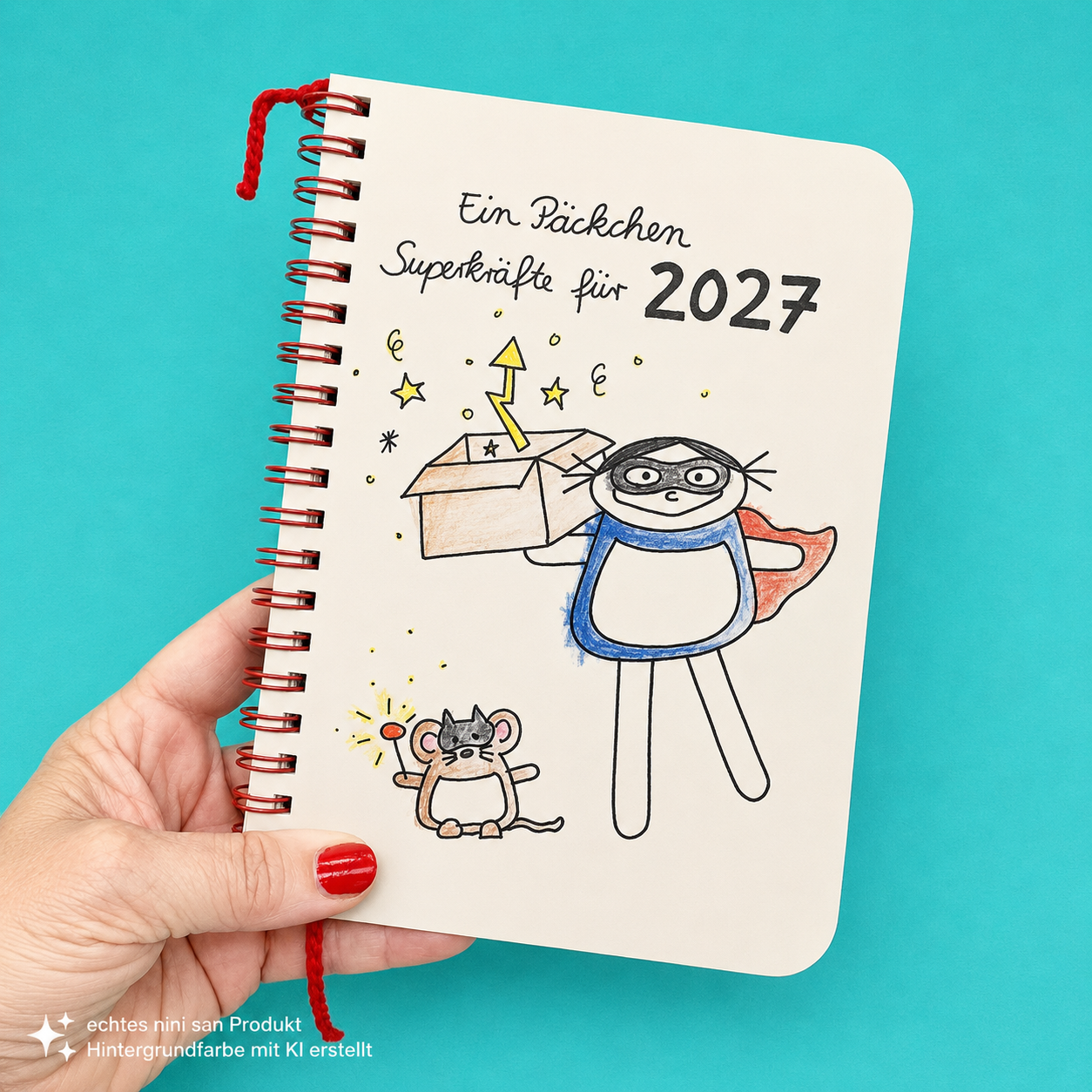 2027 Kalender mit Superheldin "Ein Päckchen Superkräfte für 2027"